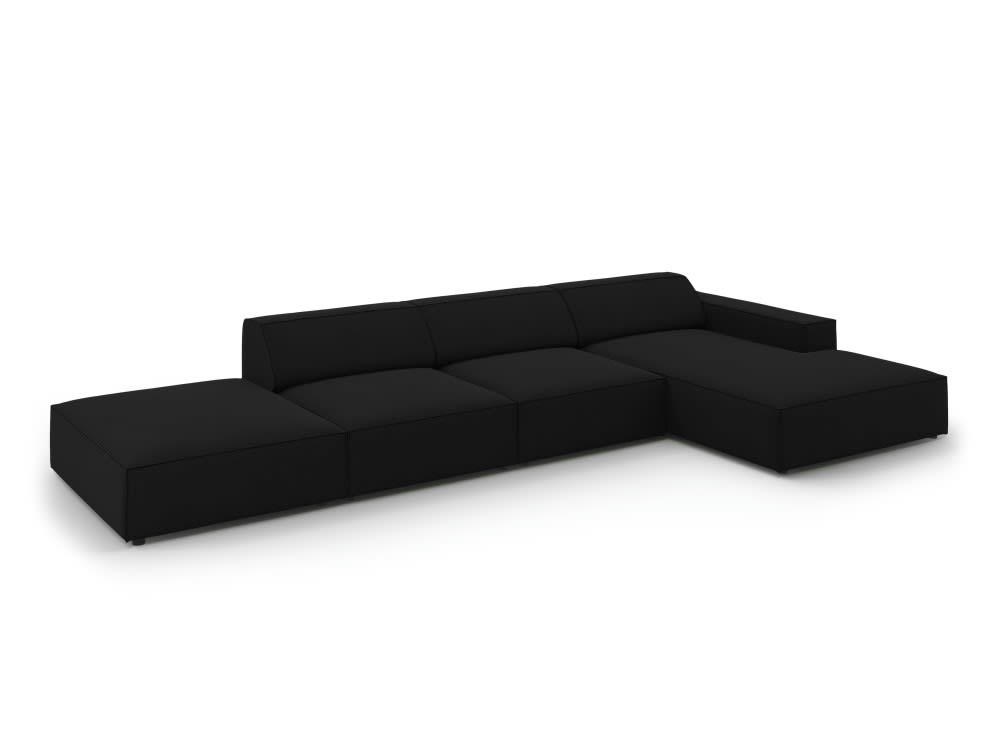 JODIE - Canapé d'angle 5 places en tissu structuré noir