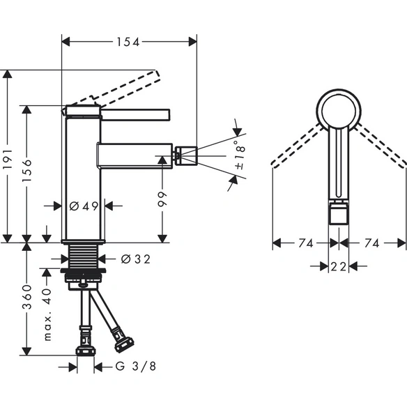 Bidetarmatur »Finoris«, HxT: 99x129 mm, chrom
