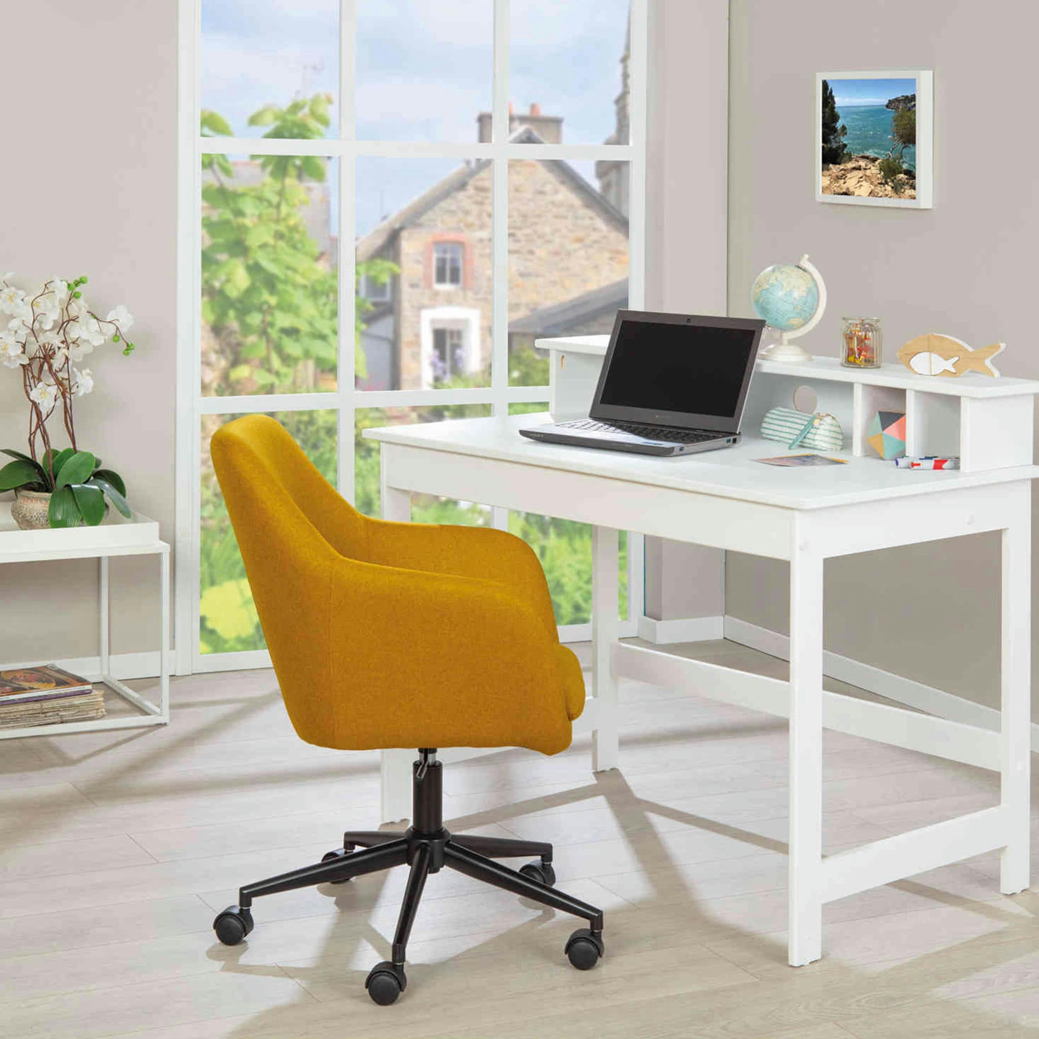 - Bureau avec surmeuble en bois blanc