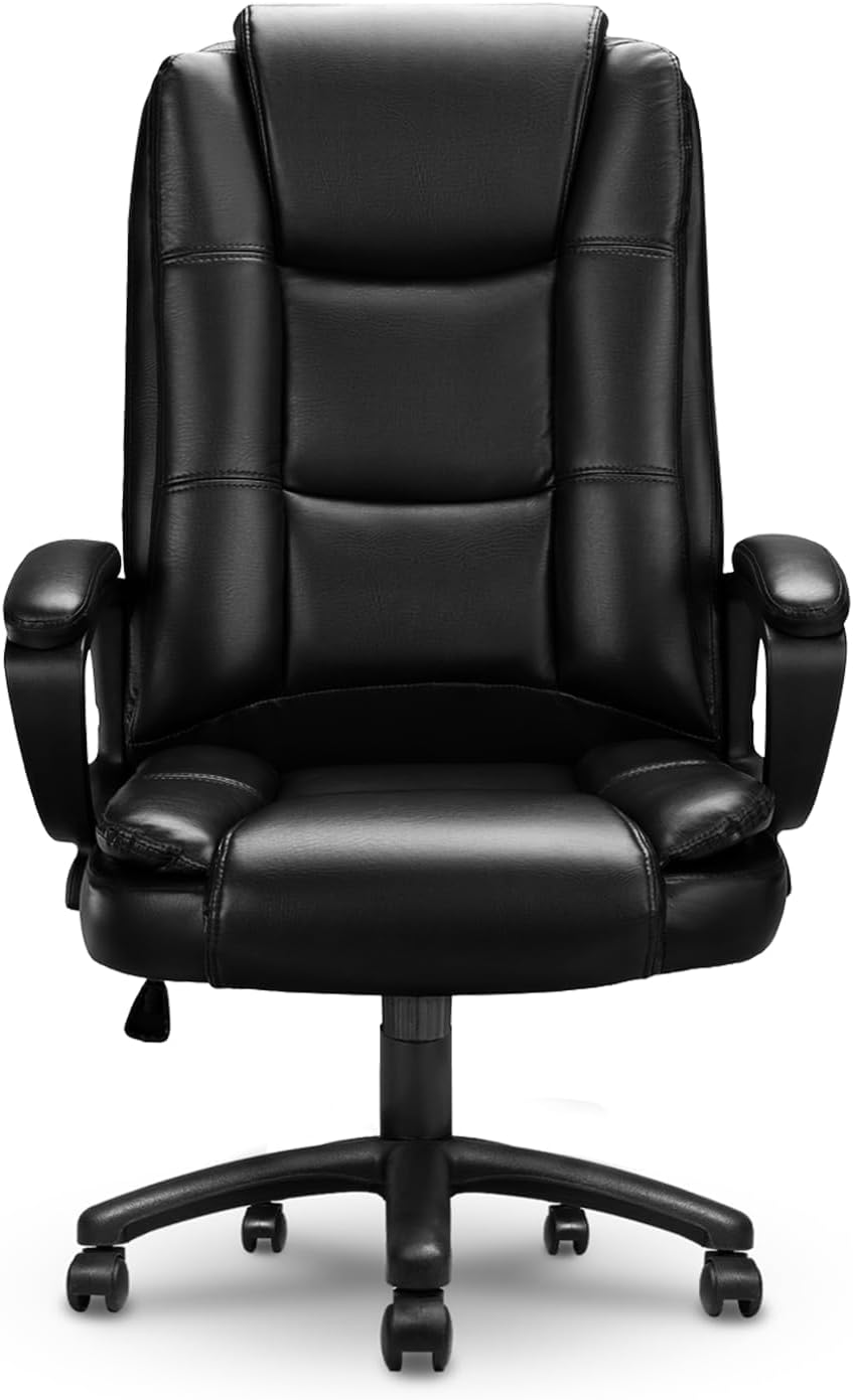 OFIKA Home Office Chair, 400LBS Big and Tall Computer Chair Heavy Duty Design, Ergonomic High Back Cushion Lumbar Back Support, Adjustable Executive Leather with Armrest