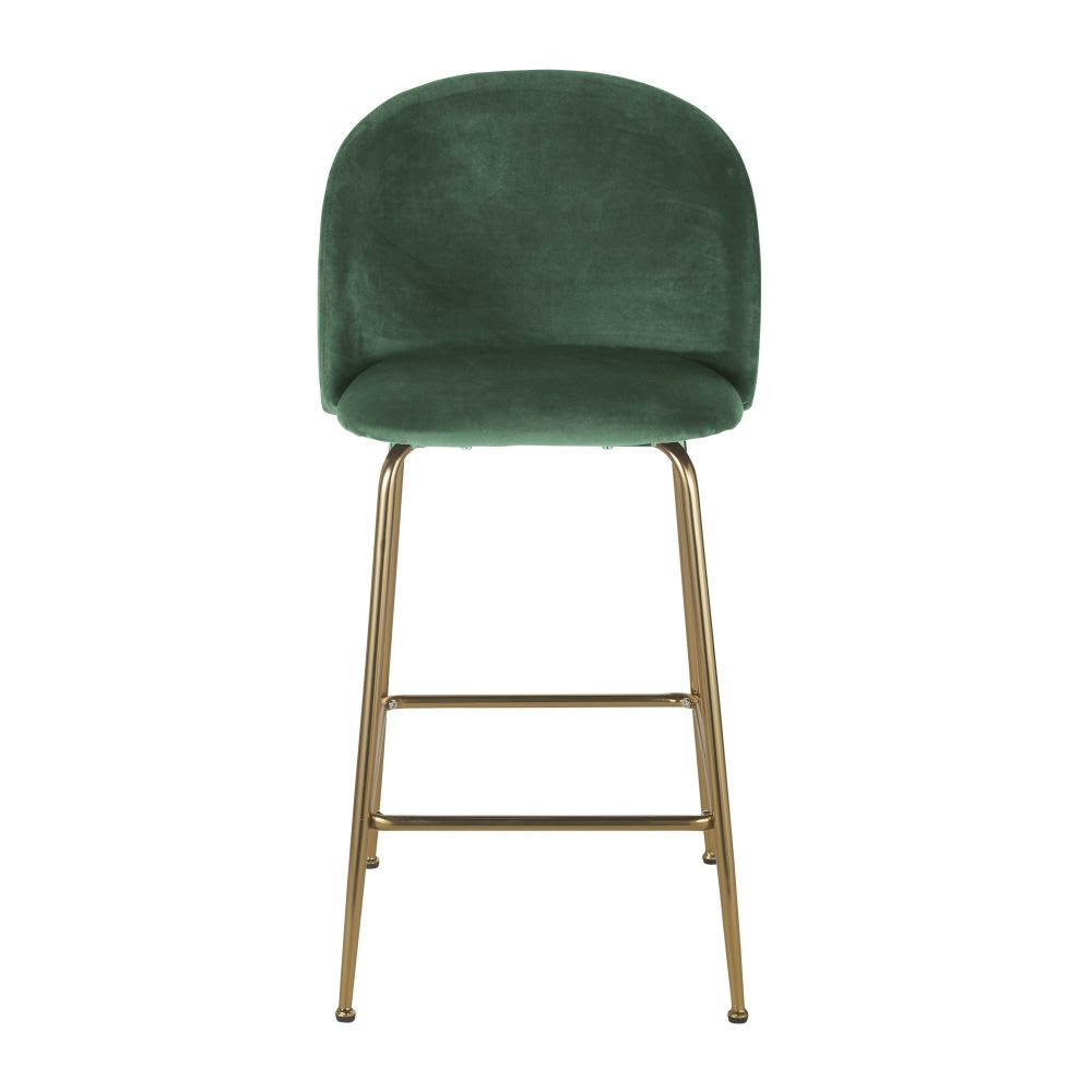 Ginette - Chaise pour îlot central en velours vert forêt H65
