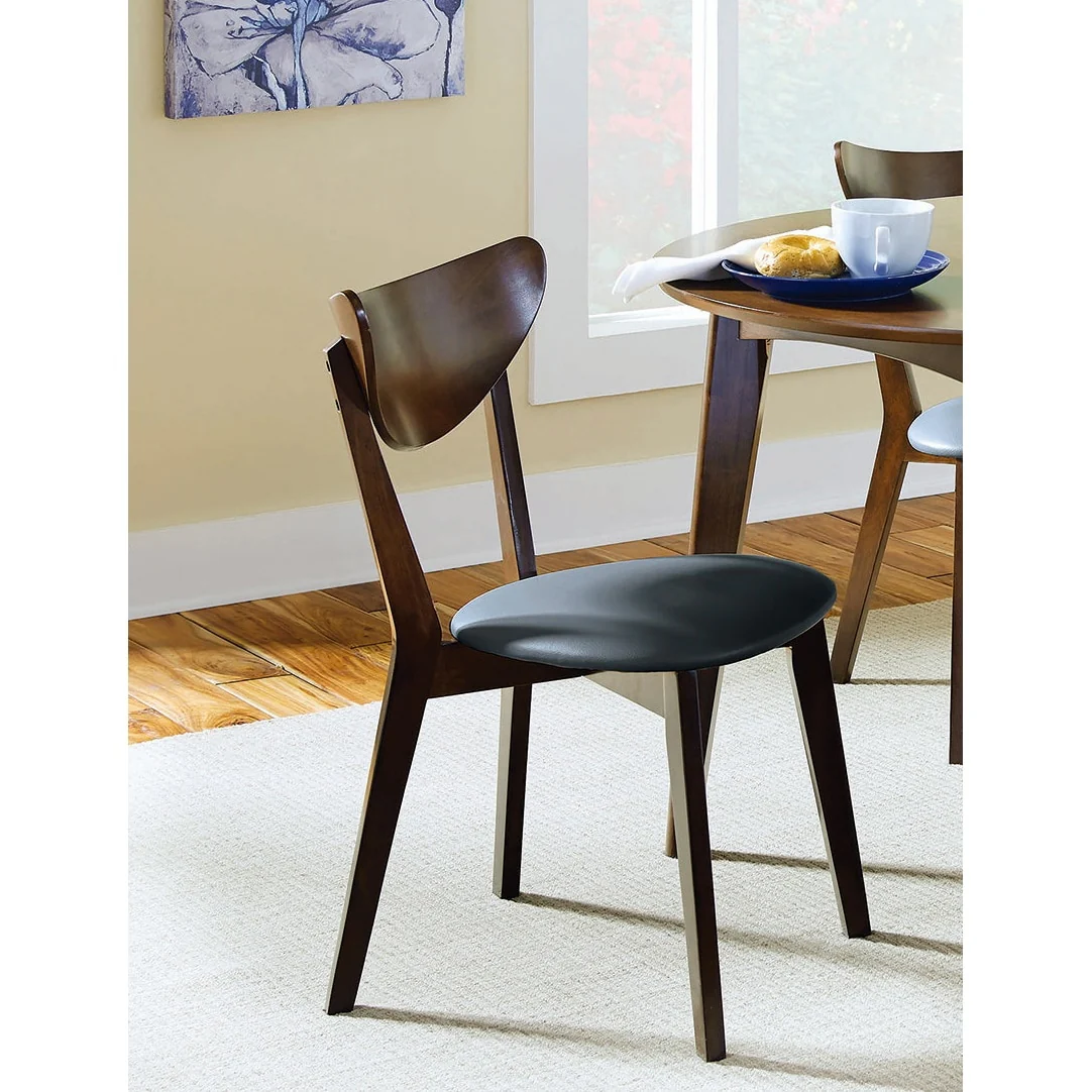 Set of 2 Dining Chairs in Walnut and Black