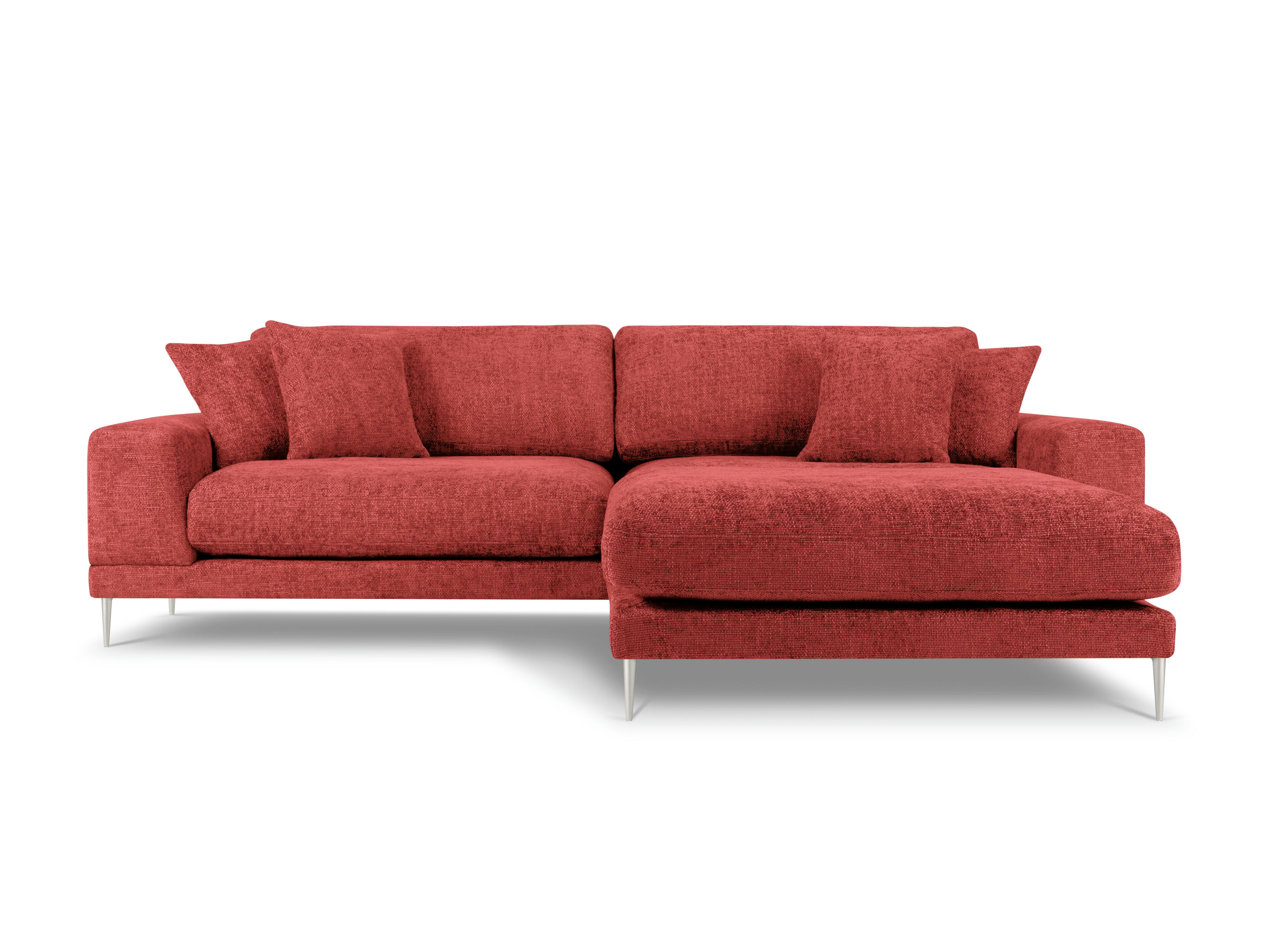 JOG - Canapé d'angle droit 5 places en tissu structuré rouge