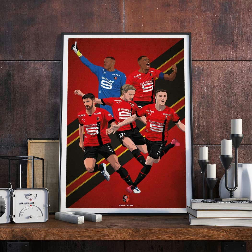 FOOT - Affiche Foot - Stade Rennais Les Rouges et Noirs 30x40cm