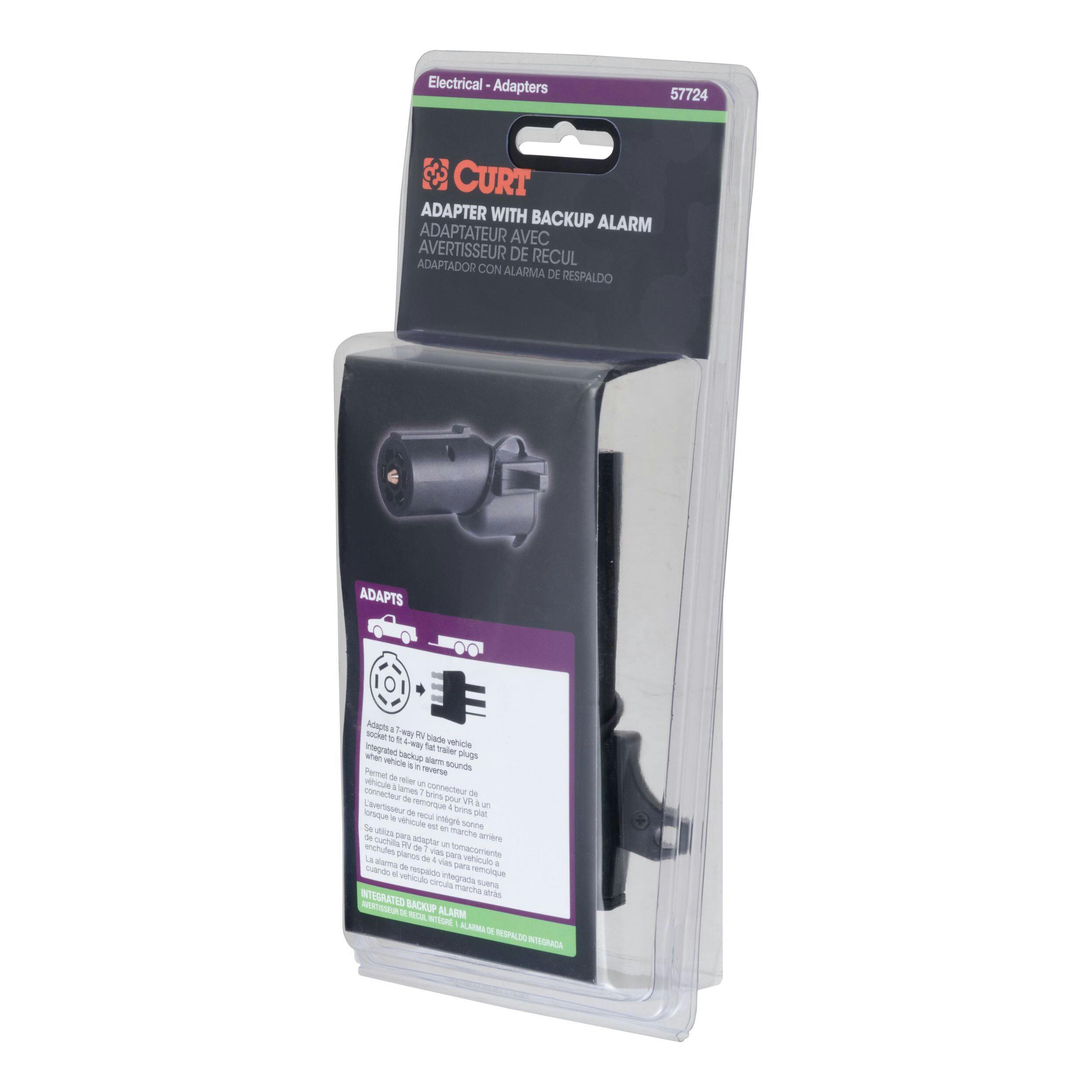 CURT Adapter with Backup Alarm (7-Way to 4-Way Flat Trailer)