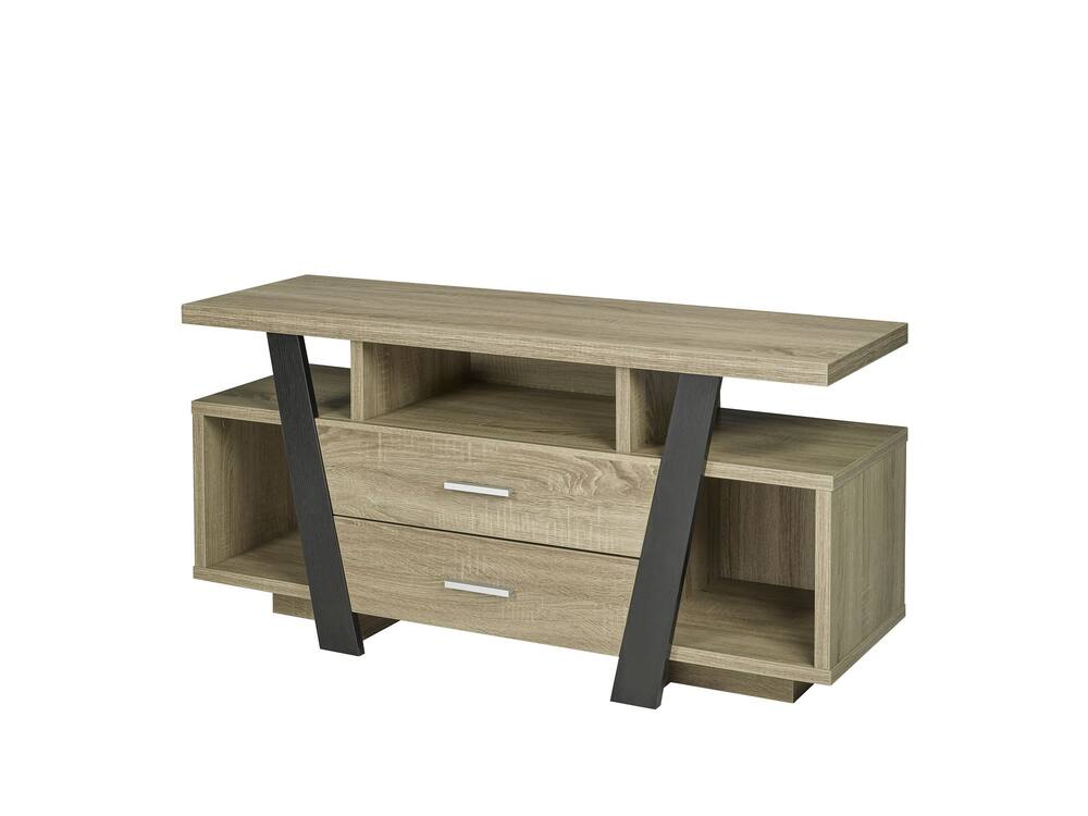 Brassex Angular Media TV Stand with Storage, Dark Taupe, 47-in