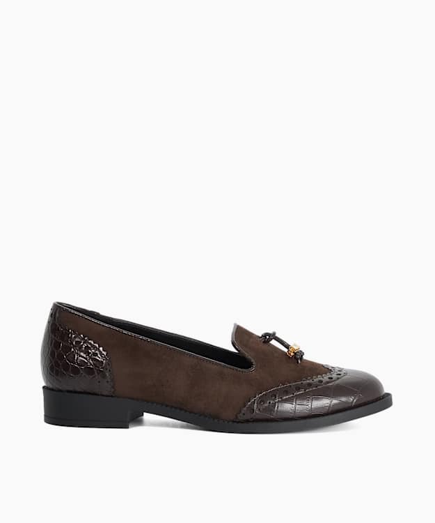 Gema Brown - Suede Tassel Brogue Slippers
