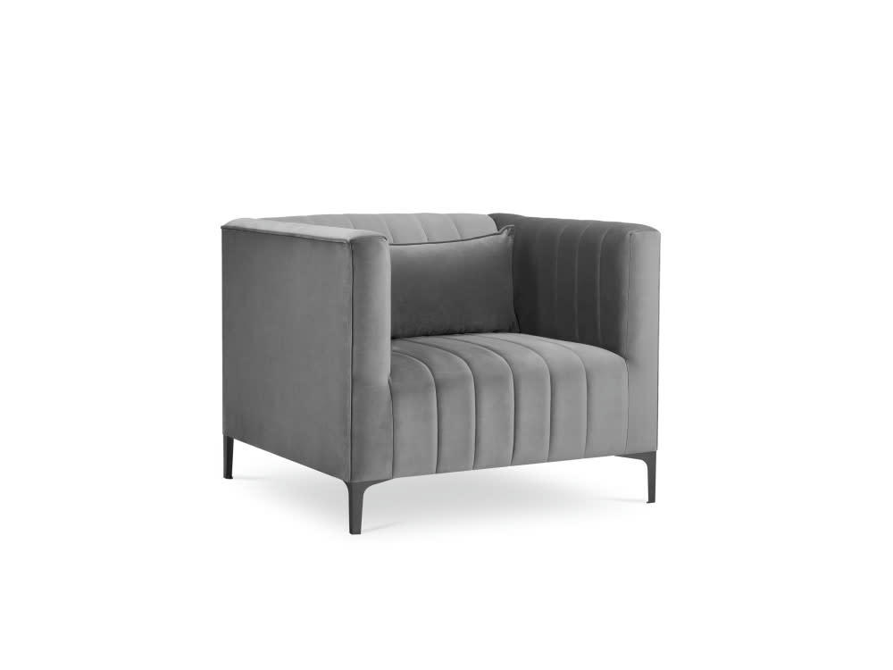 ANNITE - Fauteuil en velours gris clair