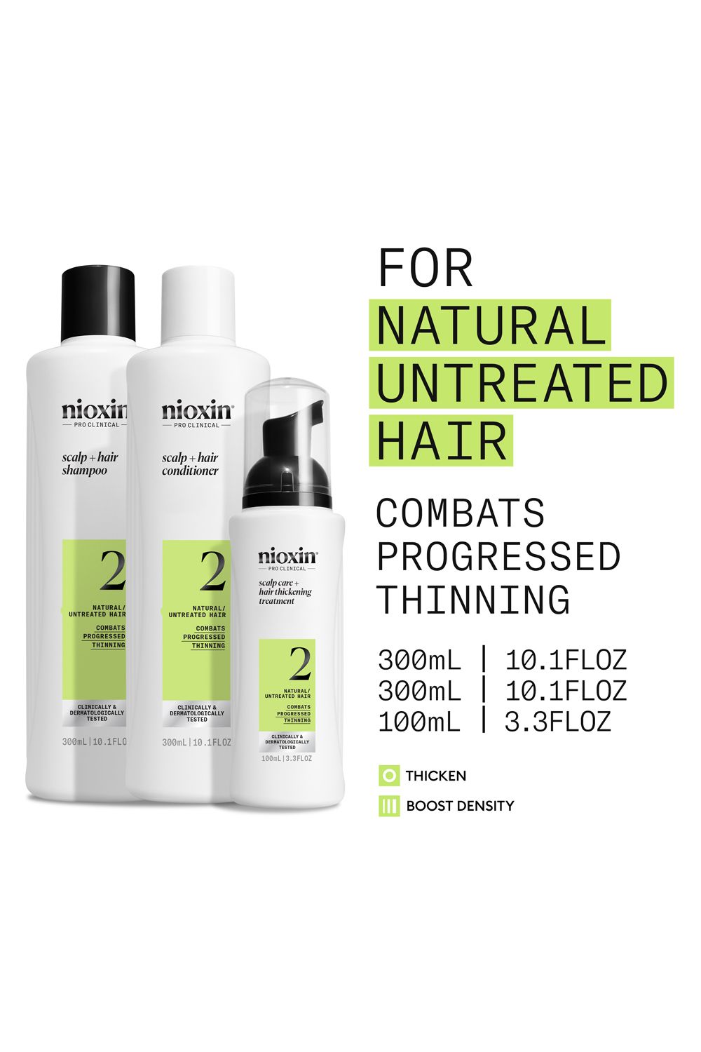 Nioxin Scalp   Hair Thickening System 2 for Natural Hair with Progressed Thinning, Loyalty Kit