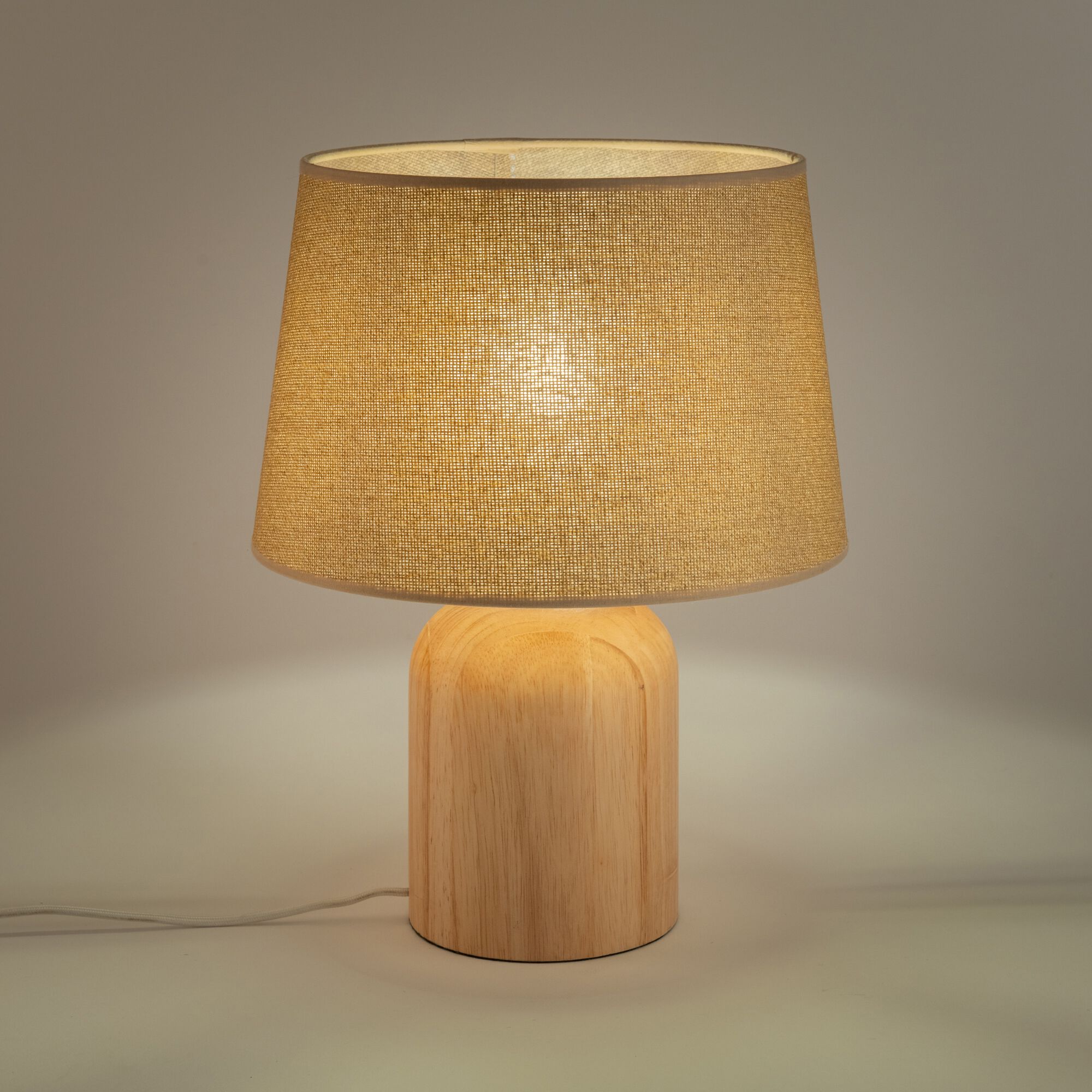 VATHIA - Pied de lampe électrifiée en bois d'hévéa D14cm - naturel