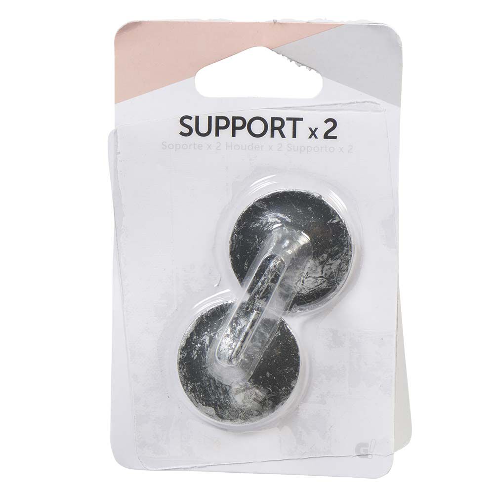 Support de tringle adhésif rond métal noir argenté x2
