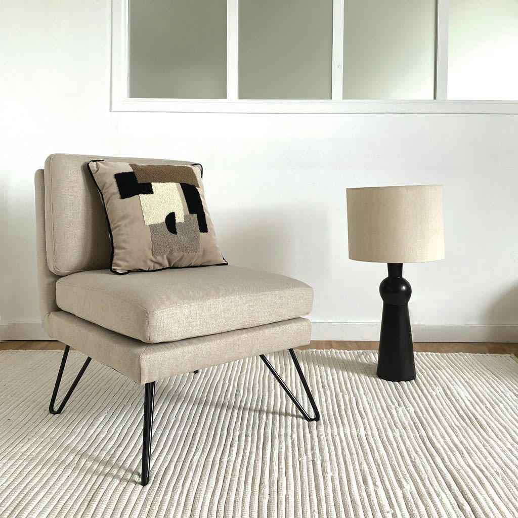 - Coussin bouclette collage naturel L50cm