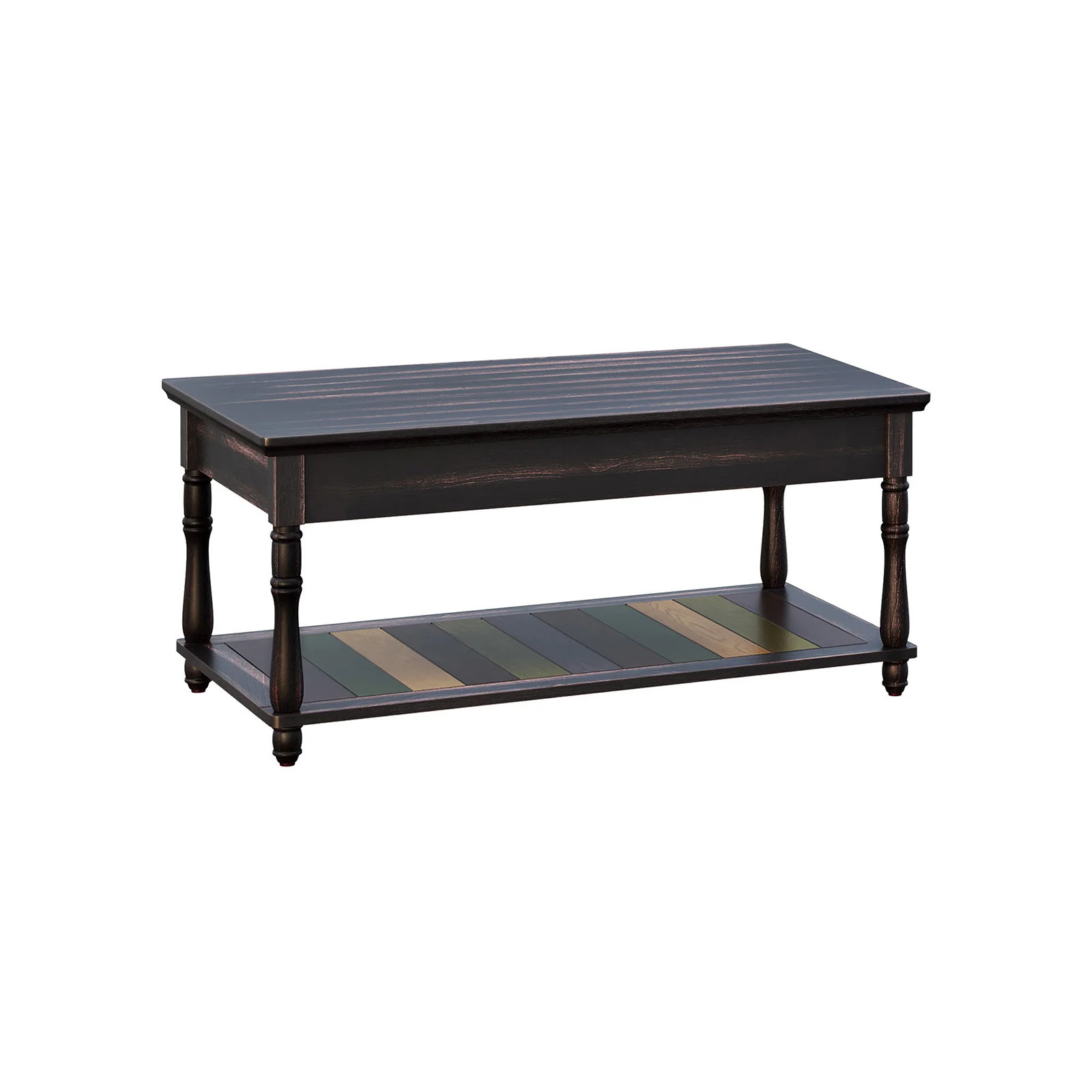 Table basse rustique multicolore