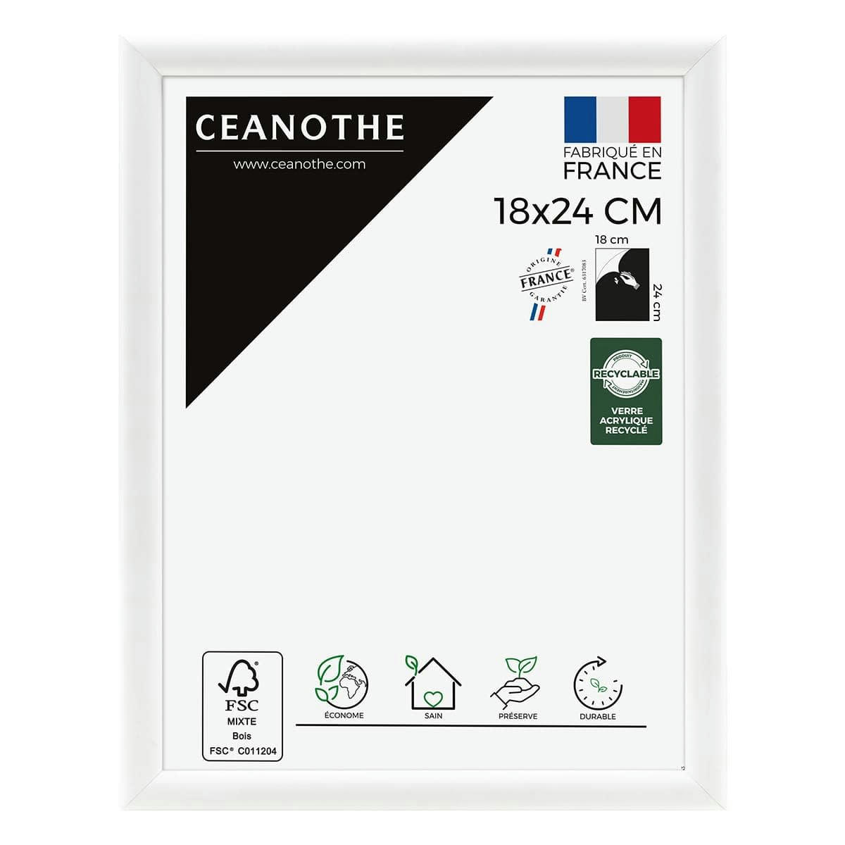 ESSENTIEL - Cadre photo exposition blanc 18x24 cm résine recyclée