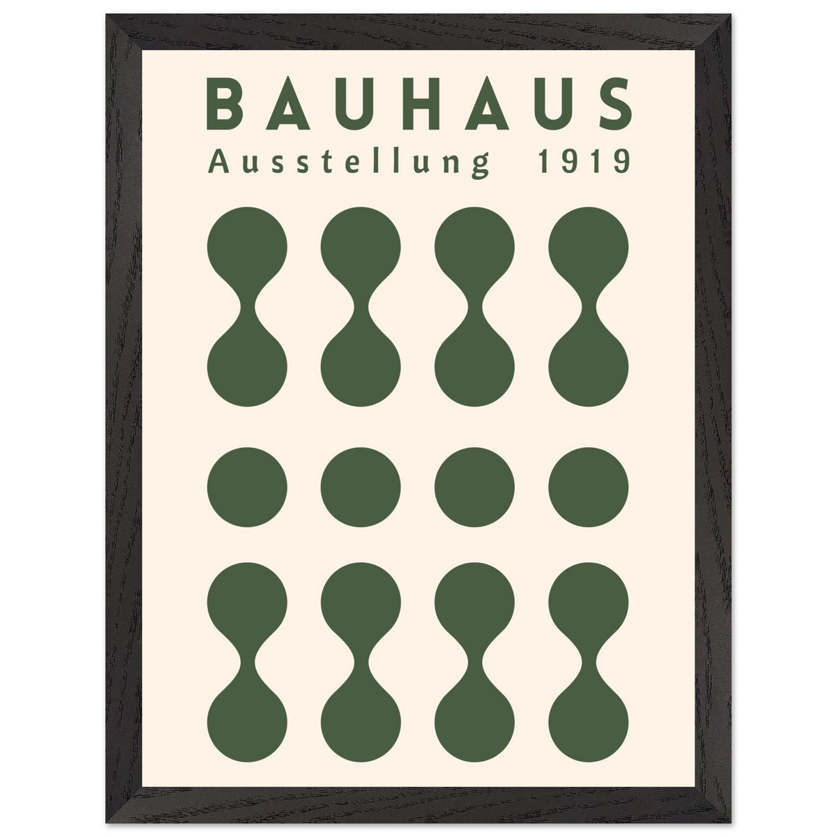 Artfulprints Poster met Lijst Bauhaus - Ausstellung green  - 30x40 cm - Donkergroen