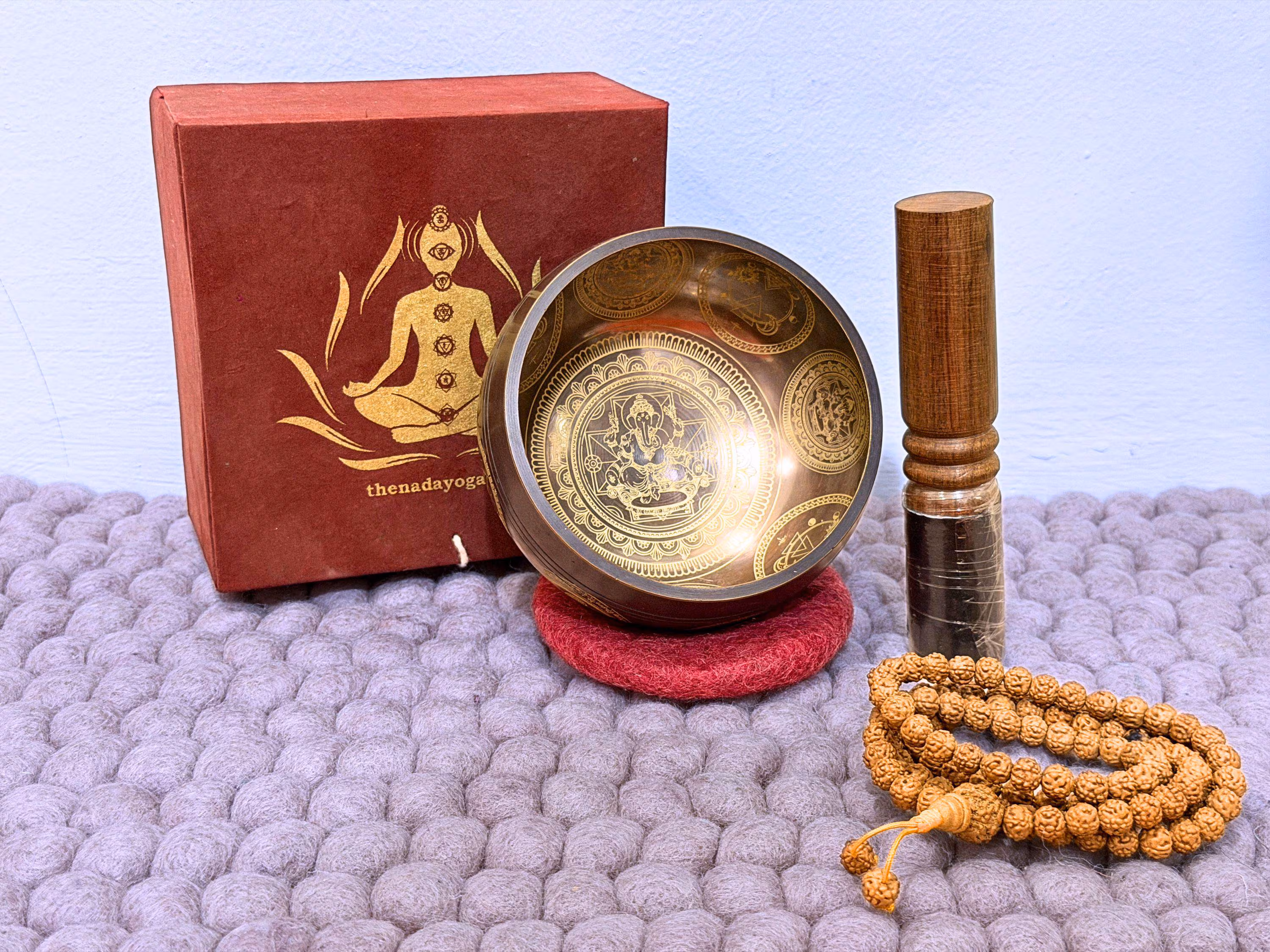 Lord Ganesh Engraved Singing Bowl – Handmade Tibetan Sound Healing Meditation Bow