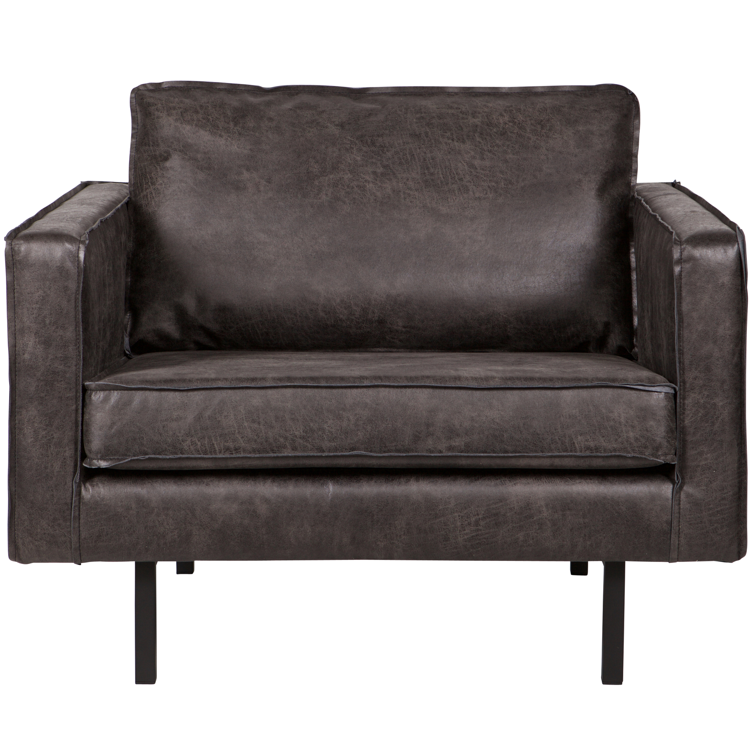 WOOOD fauteuil Rodeo - Eco-leder - Zwart - 85x105x86