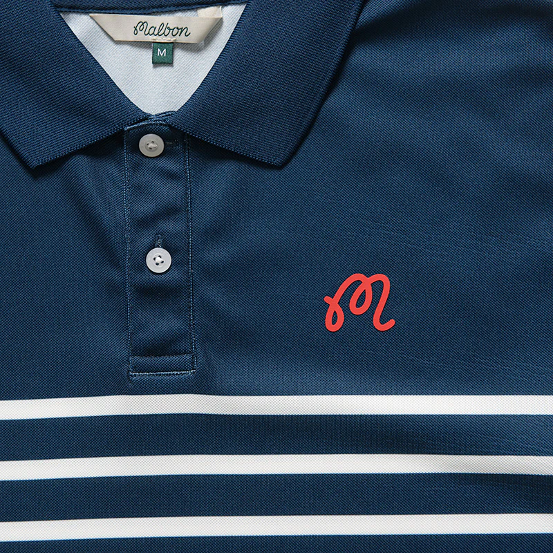 Malbon Golf Fairway Spinnaker Polo - Navy/White