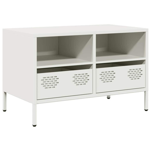 Szafka Pod Telewizor Półka Stolik RTV Biały Stal 68x39x43.5 cm