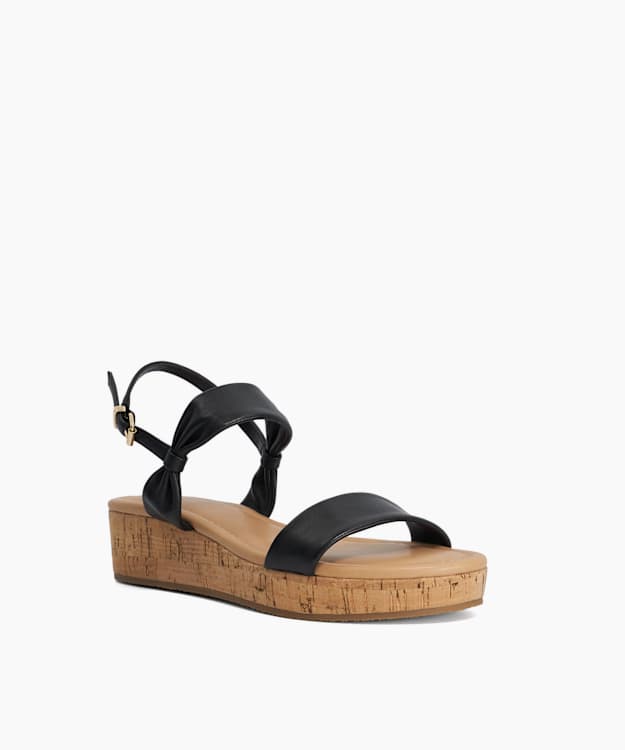 Laliz Black - Leather Flatform Sandal