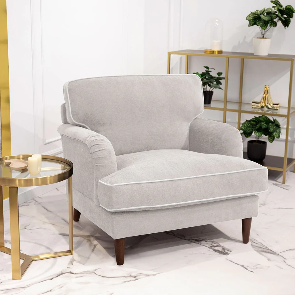 Sofá Individual Taupe com perfis em Bege SPENCER