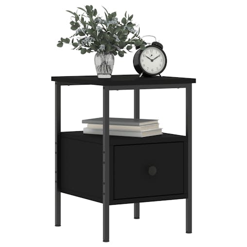 NNEVL Bedside Cabinet Black 34x36x50 cm Engineered Wood