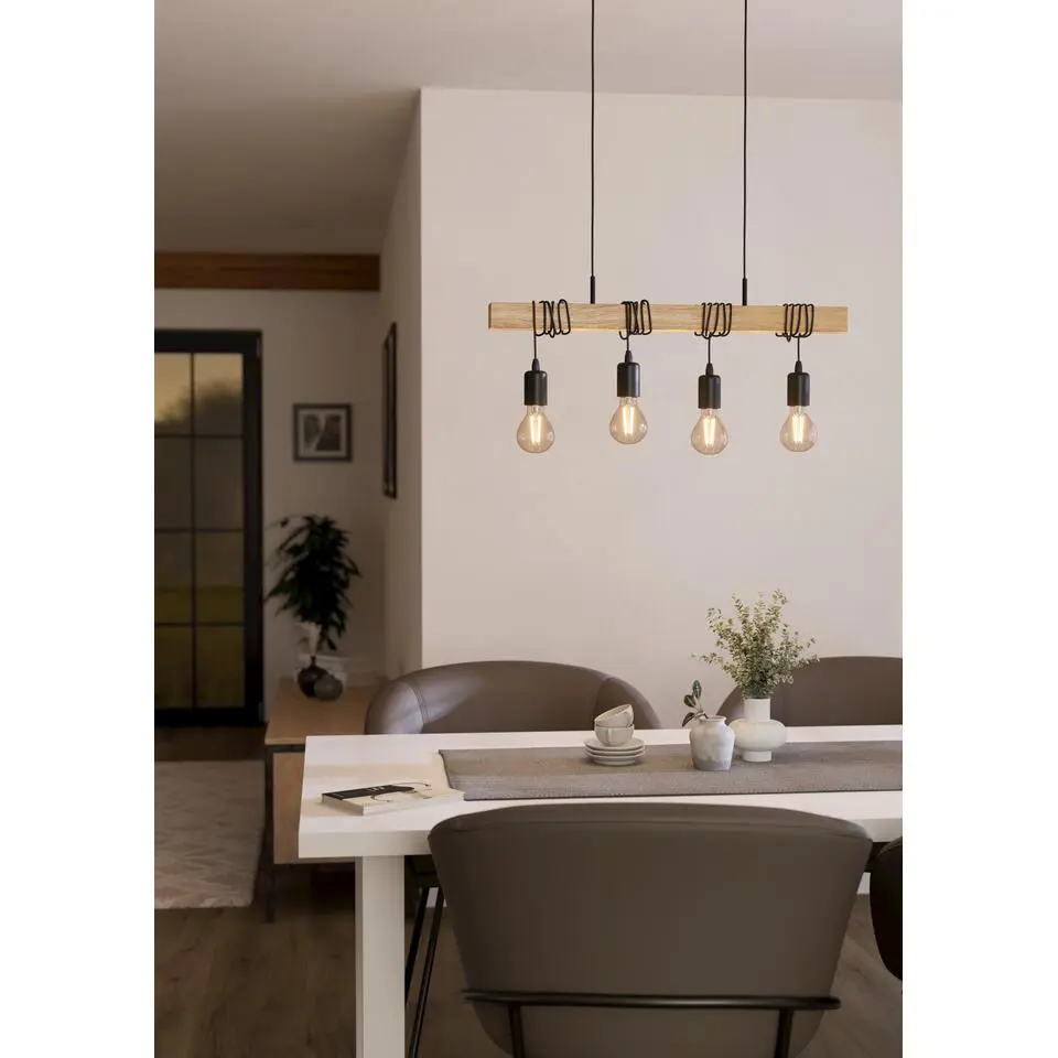 EGLOTownshendHanglamp-E27-70cm-Zwart/Bruin
