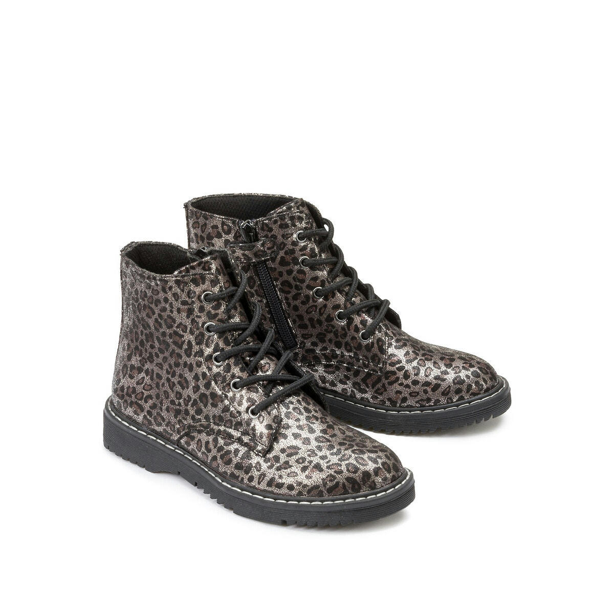 Bottines imprimées léopard zippées