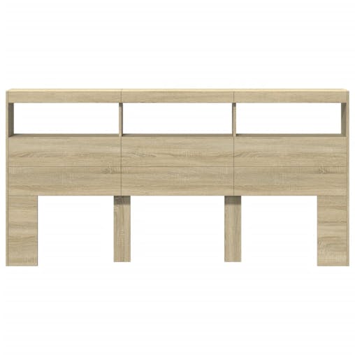 NNEVL Headboard Cabinet with LED Sonoma Oak 200x17x102 cm