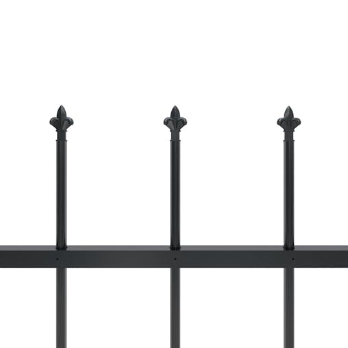 NNEVL Garden Fence with Spear Top Steel 11.9 m Black