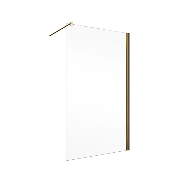 Paroi de douche fixe à l'italienne l.140xH.200cm, Walk In, verre transparent anticalcaire 6mm, profilé doré mat, Schulte NewStyle