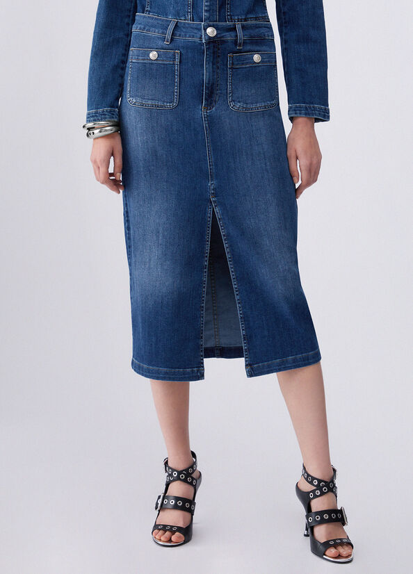 Gonna longuette in denim
