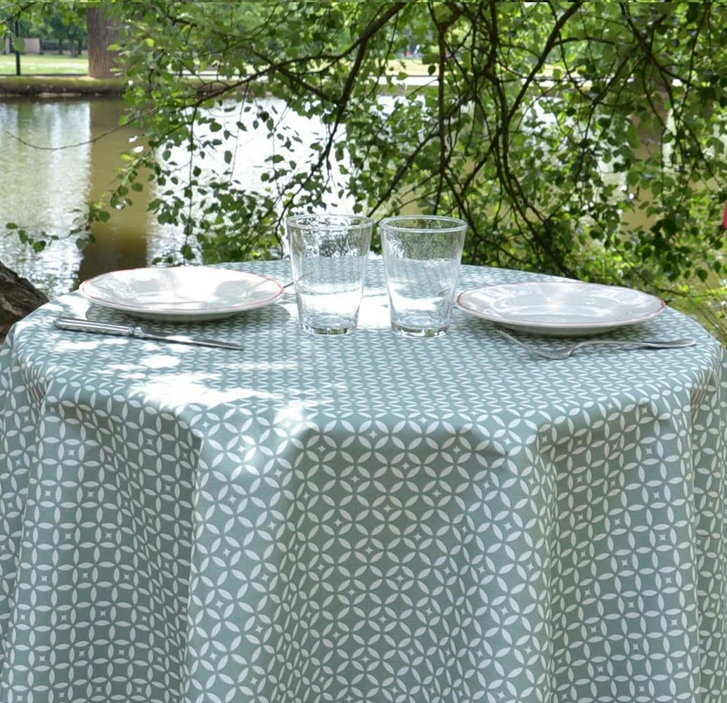 MOSAÏQUE - Nappe enduite carrée 160 x 160 cm verte