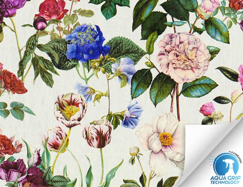 Vorgeleimte Vliestapete Floral Bunt
