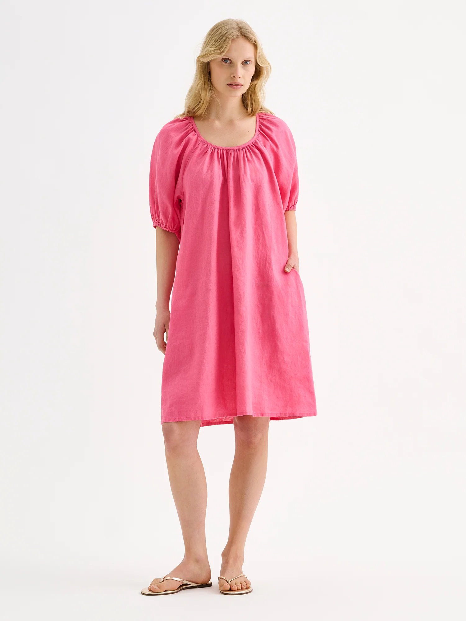 DONNA lyhyt pellavamekko - pinkki
