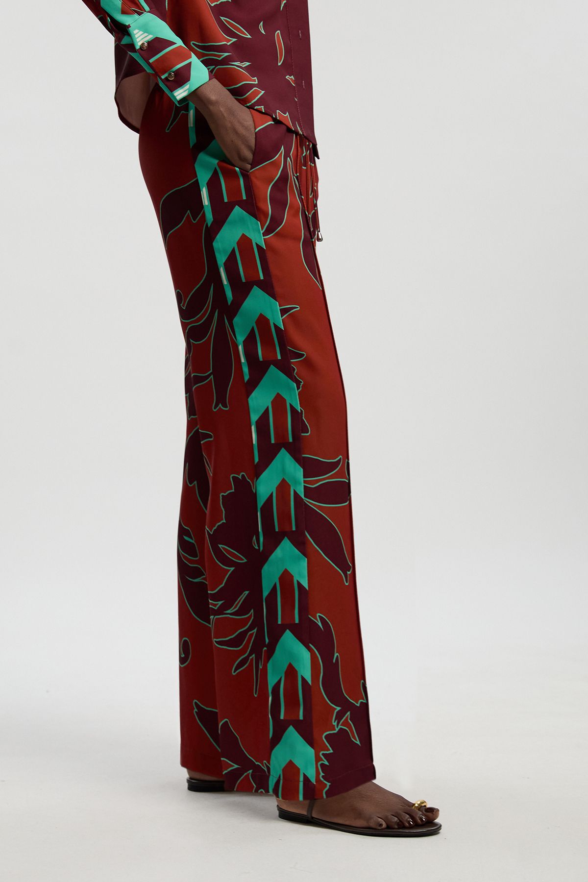 KarenMillen Western Printed Twill Woven Straight Trousers