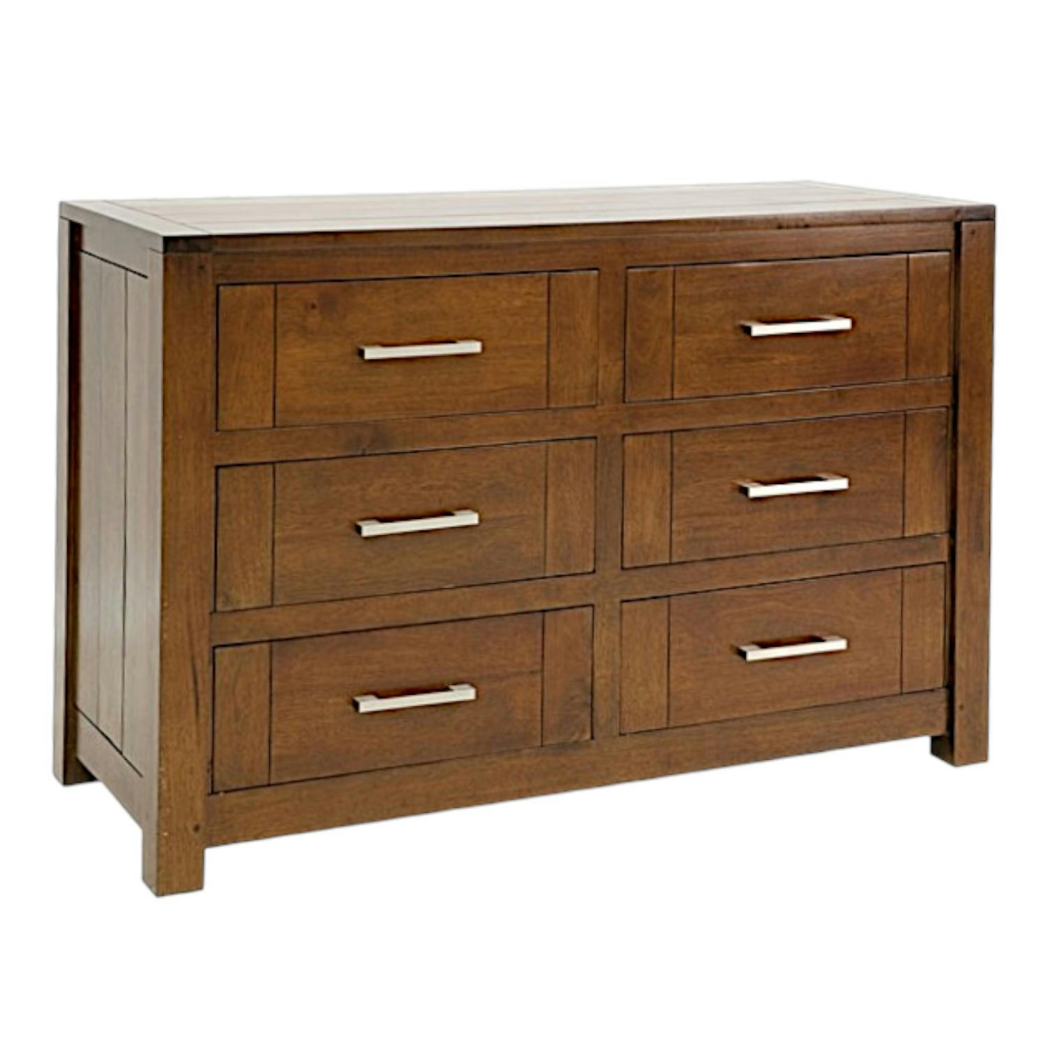 Commode moderne 6 tiroirs bois massif hévéa ATTAN
