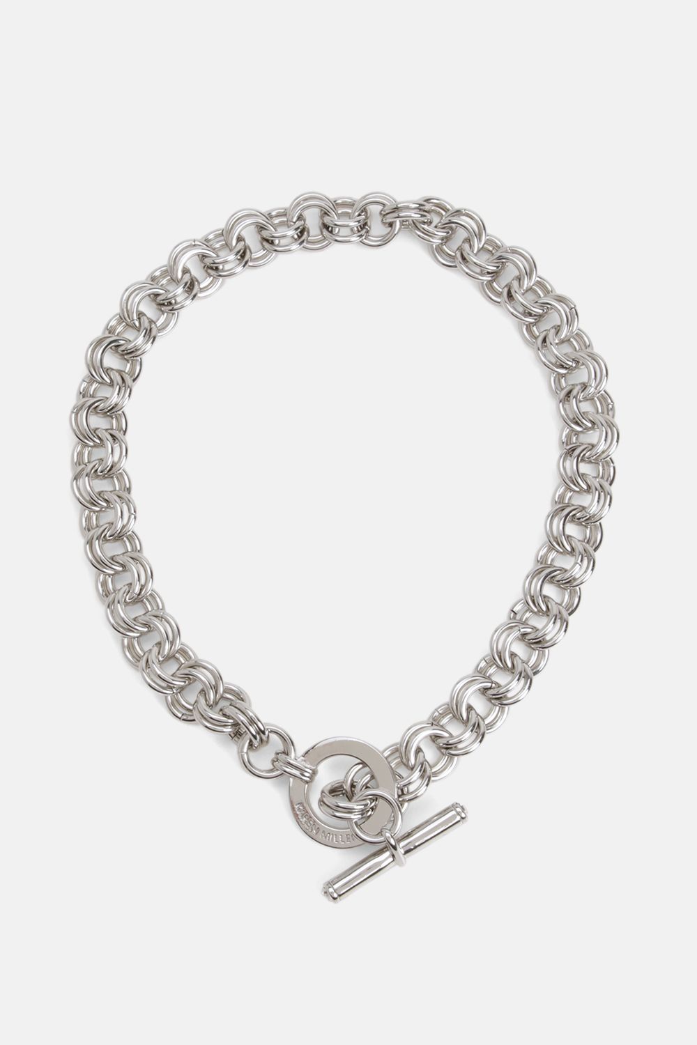 KarenMillen Hand Set European Crystal T-Bar Chain Necklace