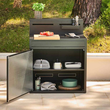Etagère de rangement pour meuble de cuisine extérieure avec bar - Forge Adour