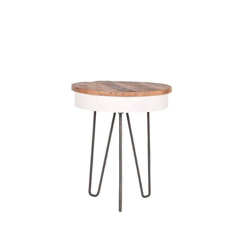 LABEL51 Bijzettafel Saria - Zwart IJzer/Mangohout - 44x44x53cm