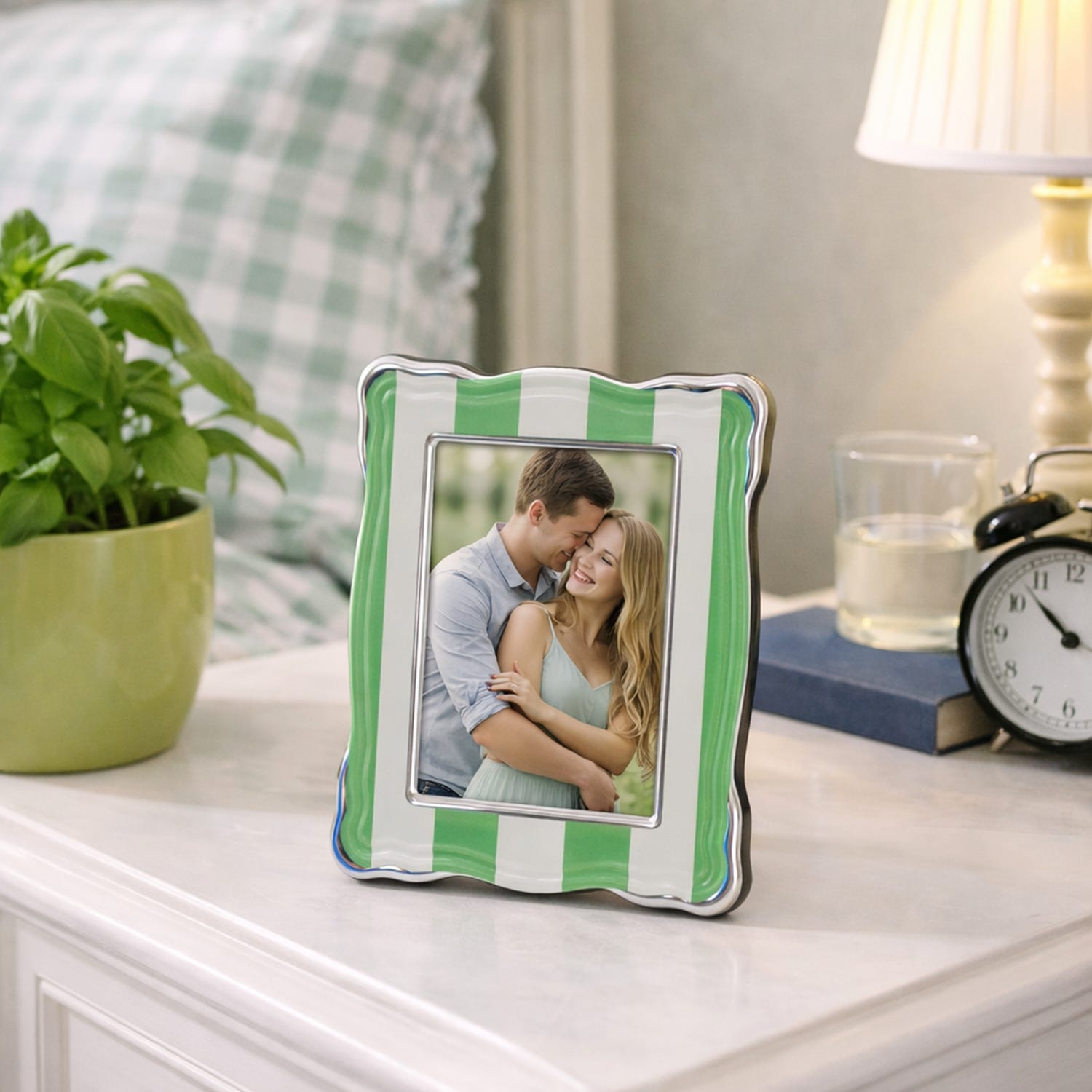 Portafoto 10x15 cm Summer legno verde bordo argento