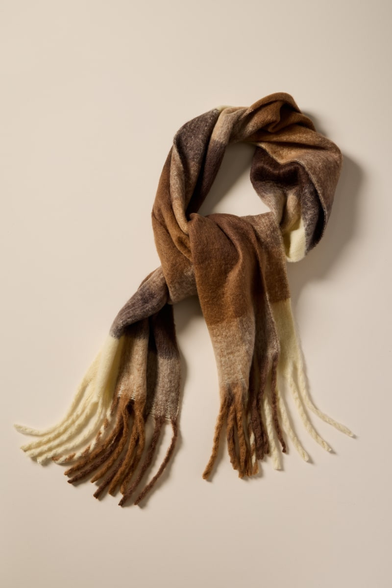 Zoey Checkered Tassle Blanket Scarf