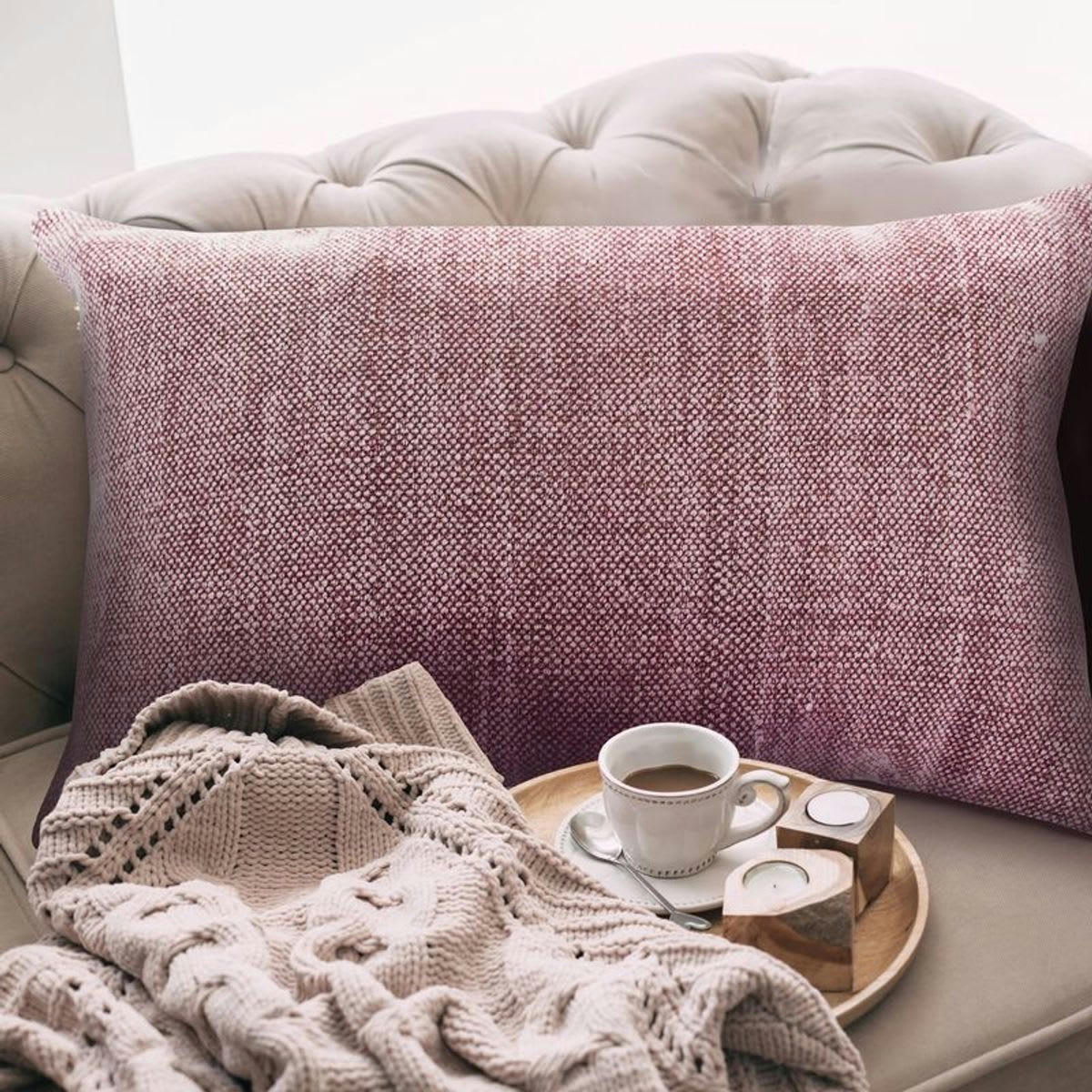 VINTAGE - Coussin effet délavé burgundy 60x40