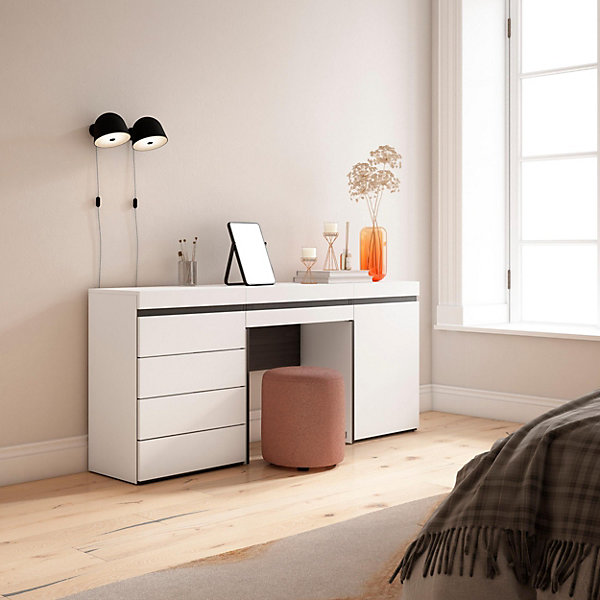 Coiffeuse 177x35x75cm avec tiroir commode buffet couleur blanc