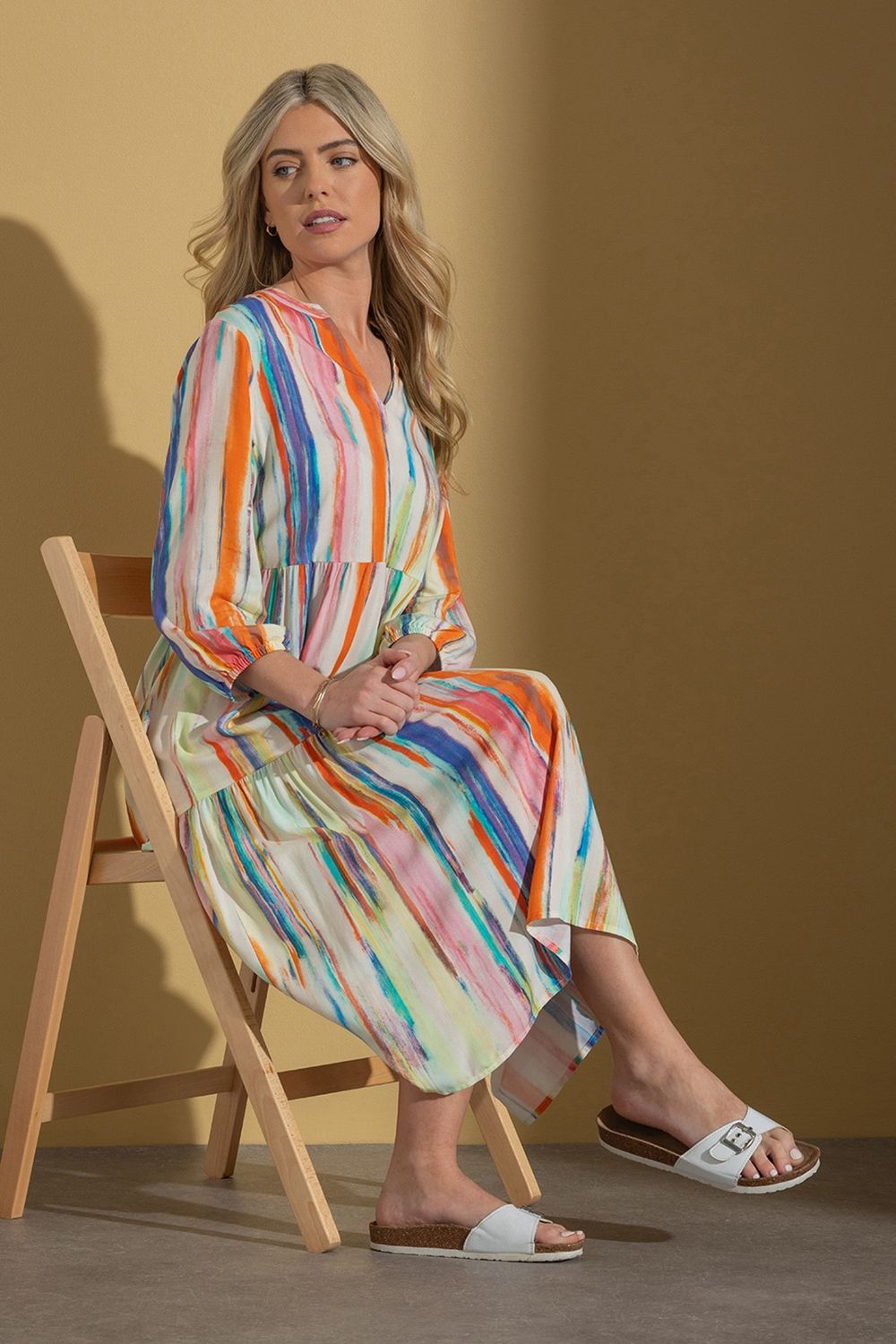 Klass. Painted Stripe Loose Fit Dress