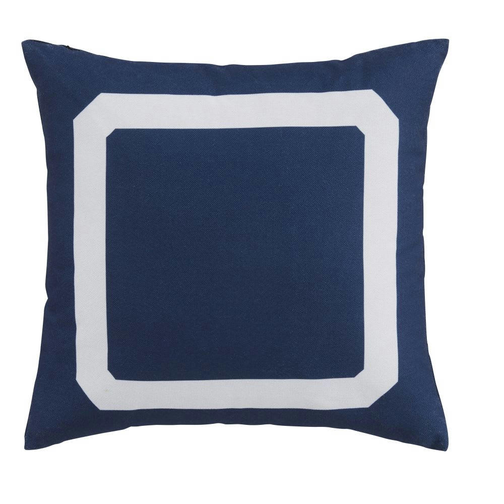 BENDOR - Coussin écru et bleu 45x45