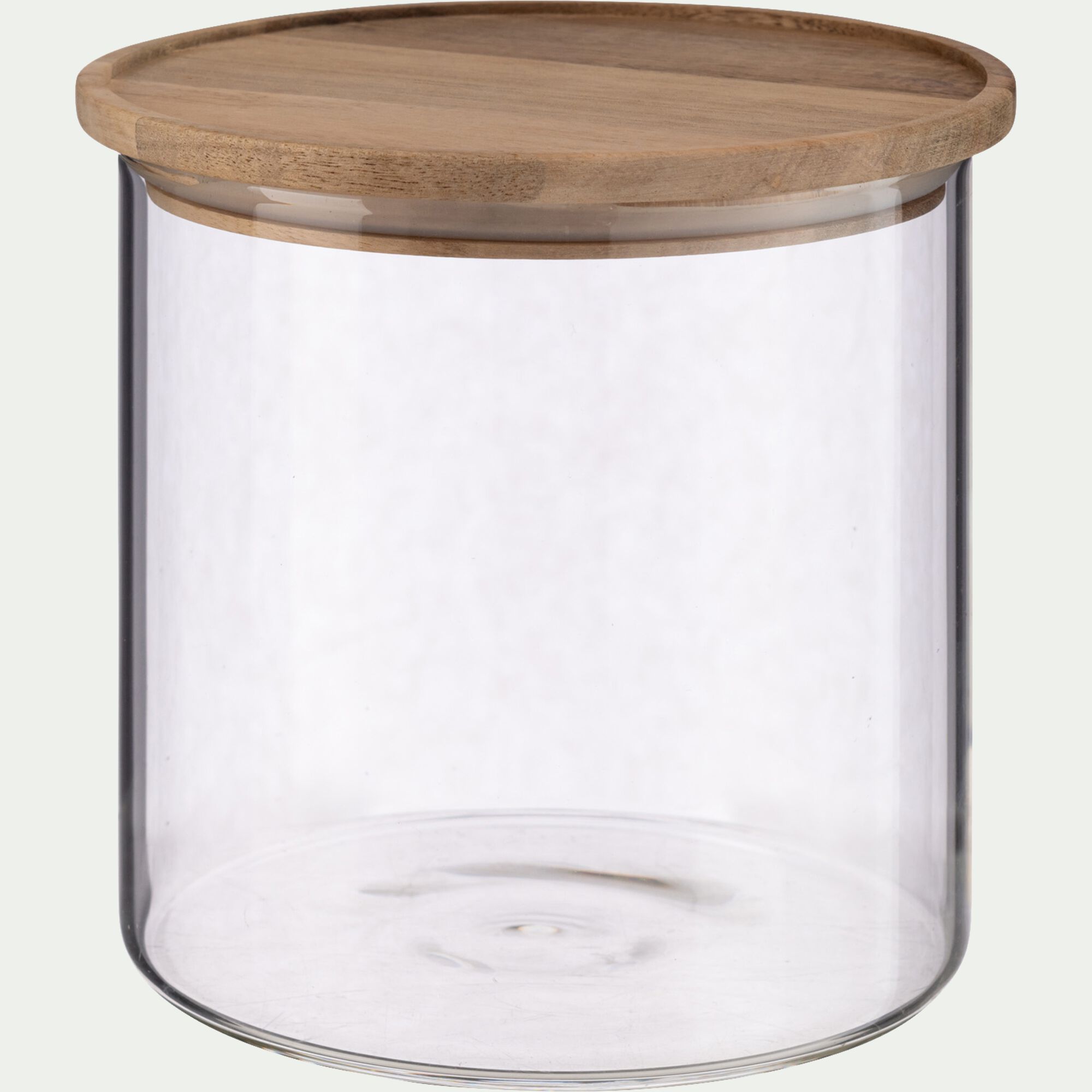 RONDA - Bocal en verre avec couvercle en acacia 1,8L - transparent