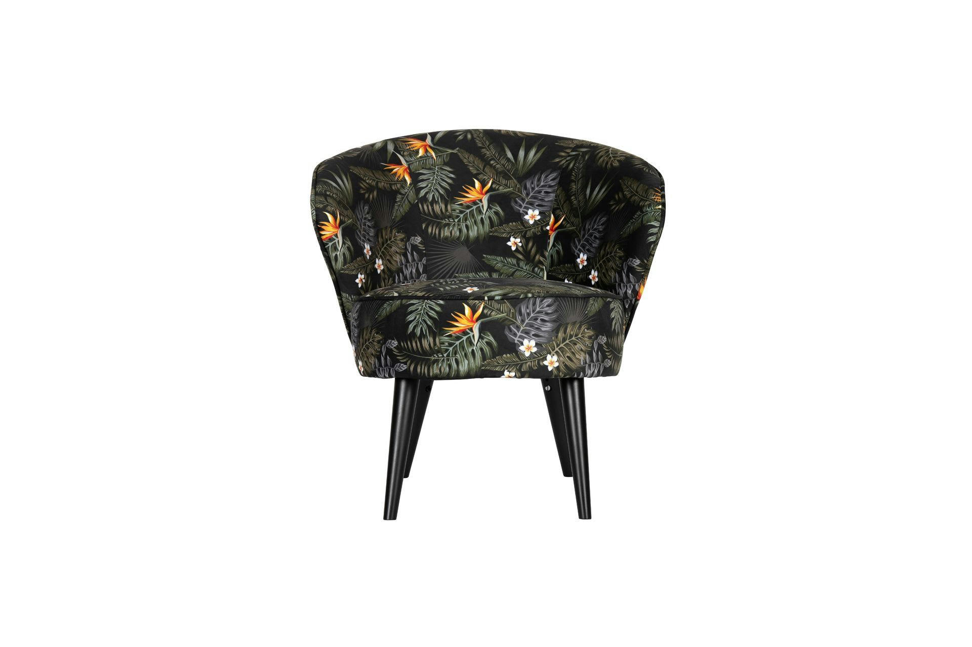BO - Fauteuil en velour imprimé de fleurs