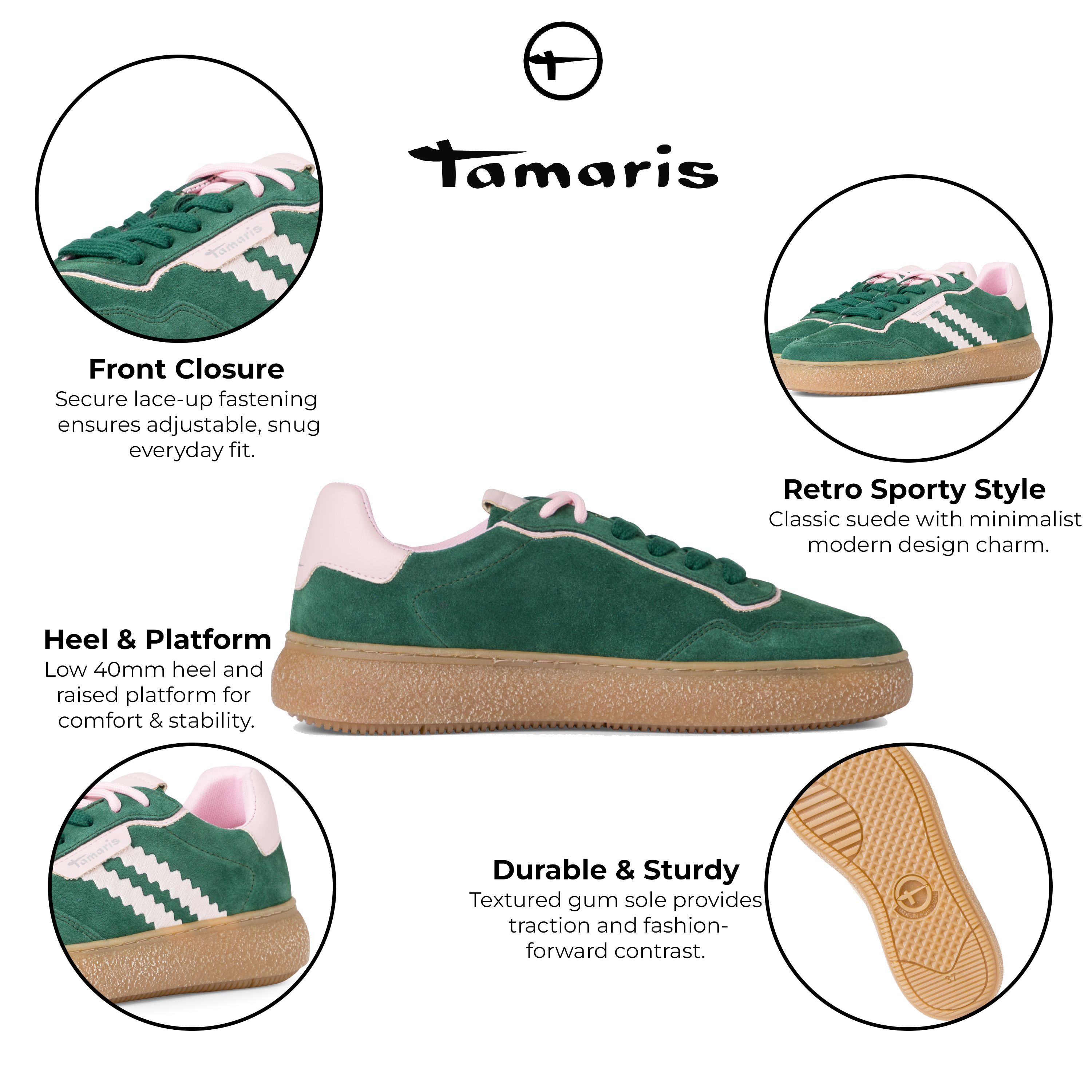 Infinity Leather Tamaris Leather Fashion Stripe Lace Up Sneakers