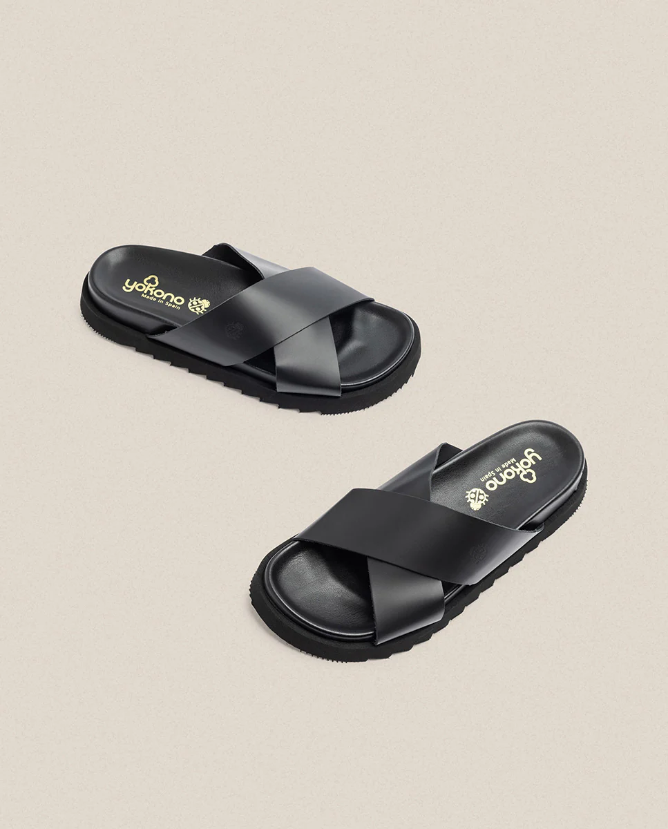 Sandalia plana Man 003 negro